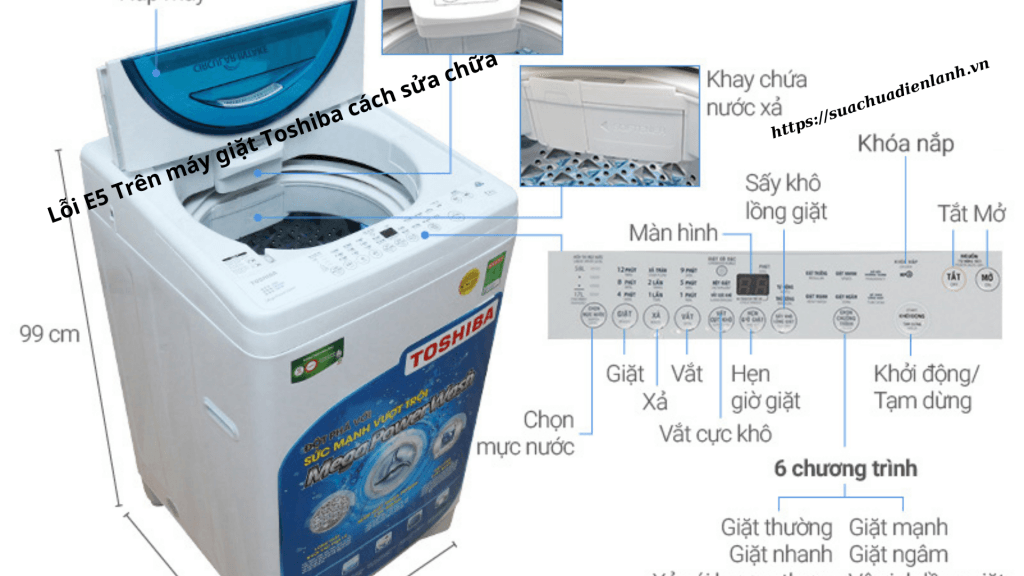 Lỗi E5 Trên máy giặt Toshiba cách sửa chữa 1 Loi E5 Tren may giat Toshiba cach sua chua