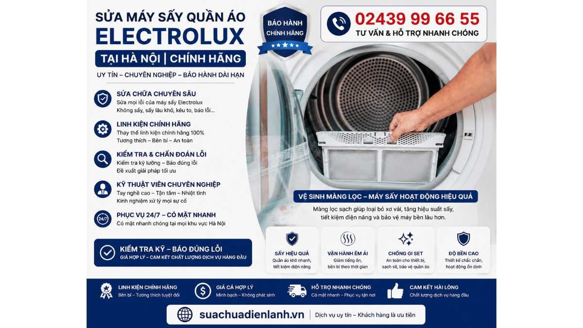 Sửa Máy Sấy Quần Áo Electrolux Tại Hà Nội Uy Tín 24/7 – Chuyên Nghiệp 4 Quy Trình Sửa Máy Sấy Electrolux Tại Hà Nội